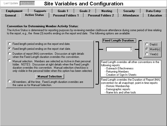 Site Variables and Configuration menu
